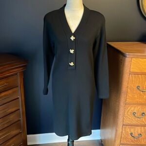 Vintage Al Noral Fitted Long Sleeve Knit Sweater Dress STATEMENT BUTTONS